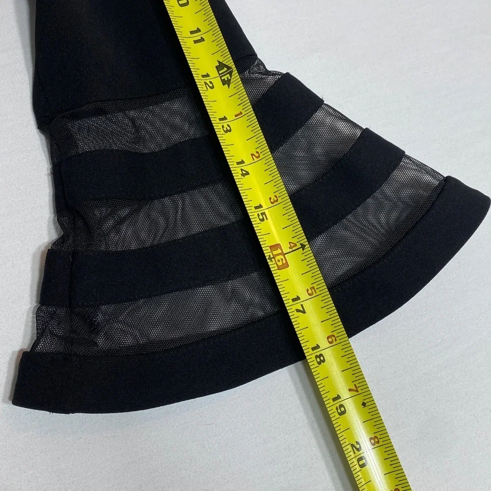 Calvin Klein Bell Sleeve Sheath Dress 6 Black Sheer Accents LBD Professional - Picture 10 of 13
